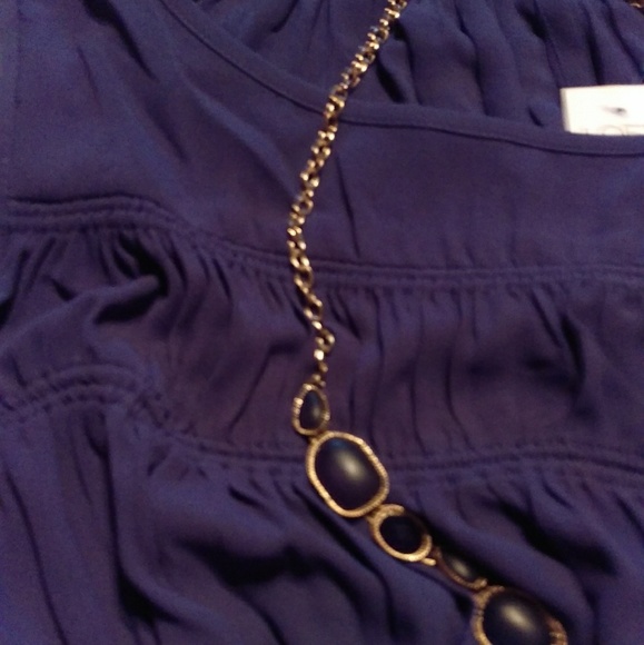 Loft,Ann Taylor Loft Blue Cold Shoulder Top - Picture 5 of 7